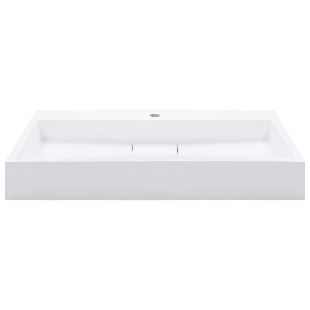 Festnight Lavabo Blanco 80 x 46 x 11 cm Lavabo sobre Encimera Resina Mineral