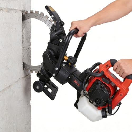 Sierra de corte de pared de hormigón alimentada por gasolina, sierra resistente de 52 cc para cortes profundos, 90% de eliminación de polvo, herramienta de corte circular eficiente