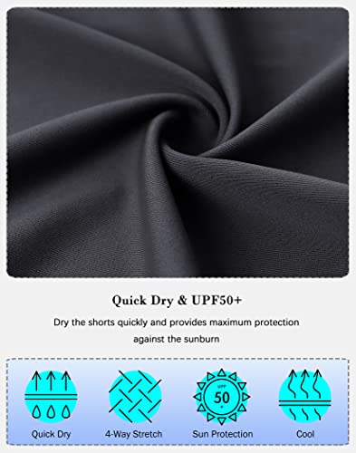 Image of SANTINY Women's High Waisted Swim Shorts with Pockets UPF50+ Long Board Swimming Shorts for Women with Liner