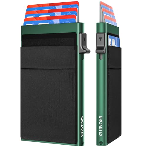 Image of Gifts for Men, Pop Up Minimalist Wallet for Men RFID Blocking Slim Credit Card Holder Front Pocket EDC Mens Wallet (Green)