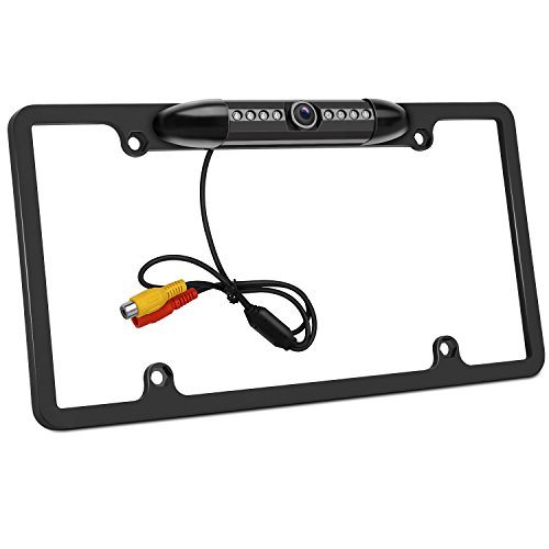 PUMPKIN License Plate Frame Backup Camera, Rear View Reversing Camera Parking Assist Night Vision Waterproof High Sensitive with 170° Viewing Angle and 8 IR LED