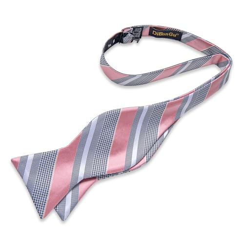 Image of DiBanGu Paisley Bow Ties for Men Silk Self Tied Bowtie and Pocket Square Cufflinks with Lapel Pin for Wedding Party