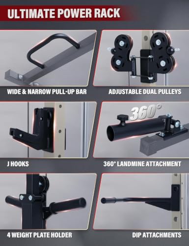 Image of MAJOR FITNESS Drone3 Smith Machine, 2500lbs All-in-One Home Gym Power Rack with Dual Pulley System for Cable Crossover, Pull-Up Bars