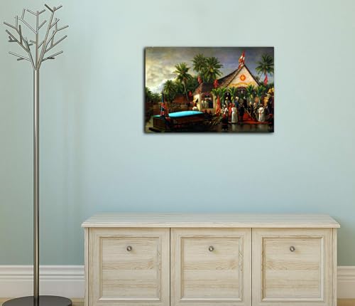 Image of Sikhash Raja Ravi Varma Canvas Paintings Classic Art, Indian Art, Famous Artist, Wall Painting for Living Room, Bedroom, Office, Unframed, Multicolor Fabric Size - 12x8 inches (30x20 cms, The Maharaja of Travancore welcoming Richard)