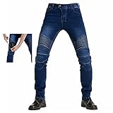 pantalones vaqueros moto amazon 🤹‍♂️ Pantalon moto hombre con protecciones; Incluye 1 pantalón para montar en motocicleta + 2 almohadillas de protección de rodilla y 2 caderas.