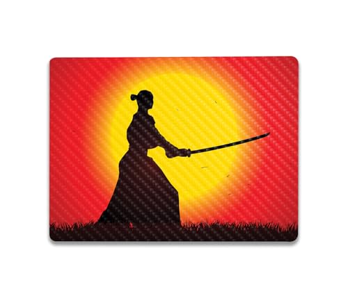 Image of MightySkins Carbon Fiber Skin Compatible with Microsoft Surface Laptop Go 3 (2023) Full Wrap Kit - Sunset Samurai | Protective Durable Textured Carbon Fiber Finish | Made in The USA