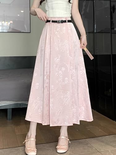 Horse-Face Pleated Midi Skirt, Vintage High-Waist, Summer3