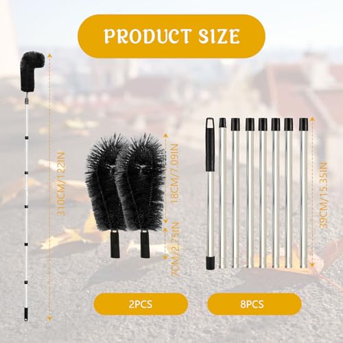 Gutter Cleaner Brush With 8 Ext. Telescopic Gutter Cleaning Pole - Black - Image 2