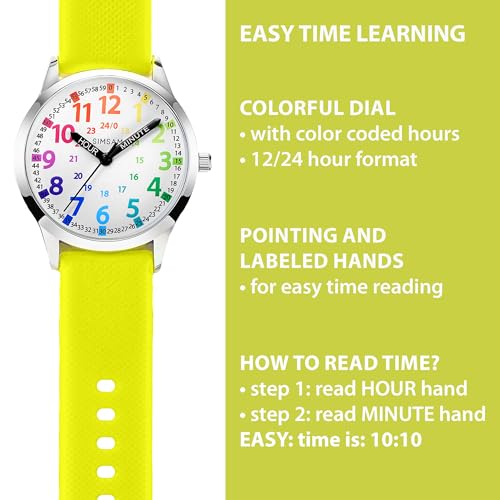 Image of Kids Analog Watch, Learning Watch for Kids 8-12, Waterproof Time Teacher Watches for Boys Ages 5-7 6-8, Easy to Read Educational Girls Watches Ages 8-12, Great Gift Boys Girls Year 4-12 Old Waterproof