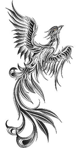 BeyondTattoos XQB664 665 Lot de 2 feuilles de tatouages temporaires phénix tatouages autocollants pour bras – vue 3