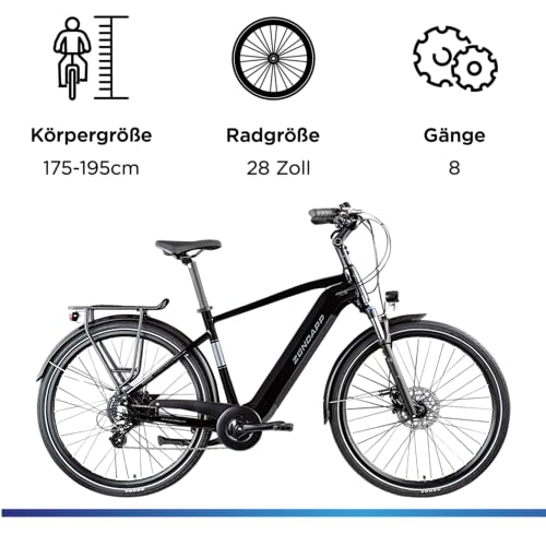 ZÜNDAPP Ebike Herren 28 Zoll Trekkingfahrrad | E Bike 8 Gänge 175-195 cm Elektro Fahrrad | E-Bike Elektrofahrrad mit hydraulischen Scheibenbremsen | Z810 – Bild 4