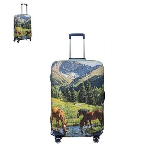Luggage Cover Elastic Suitcase Cover Protector Mountain Pasture Horses Luggage Covers Travel Suitcase Covers Carry On Luggage Sleeve Suitcase Baggage Cover for Adult Travel