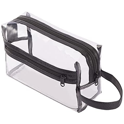 HAOGUAGUA Heavy Duty Clear Travel Toiletry Makeup Bags Transparent Shaving Bag Water Resistant Cosmetic Bag Organizer Pouch with Zipper and Handle Cover