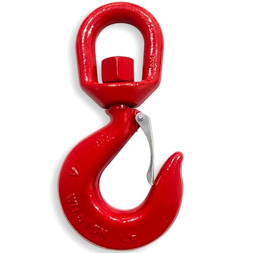 5 Tons Heavy Duty Swivel Hook with Safety Latch,360 Degree Rotating Crane Swivel Lifting Eye Hook for Crane, Swivel Chain Hooks for Lifting Chains Port Transportation, 11000 Lbs Capacity,Red by High-PQ - Used condition - US$22.80