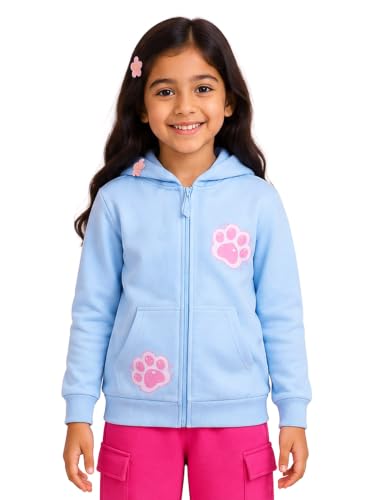 Image of Unisex Kids Solid Full Sleeve Zip Front Open Hooded Sweatshirt
