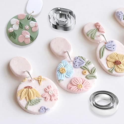 33 Pieces Polymer Clay Shape Cutters Kit, MaehSab Clay Earring Cutters for Polymer Clay Jewelry Making Set, with 50 Stainless Steel Earring Posts, 100 Jump Rings and Earring Backs