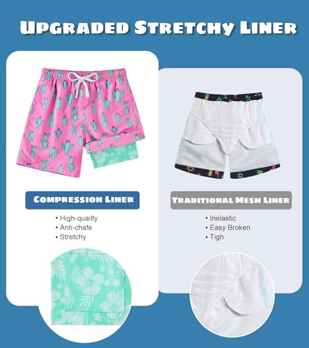 Cozople 7-20T Boys Swim Trunks with Compression Liner Big Boys Quick Dry Bathing Suit Stretch 2 in 1 Beach Swimming Shorts3