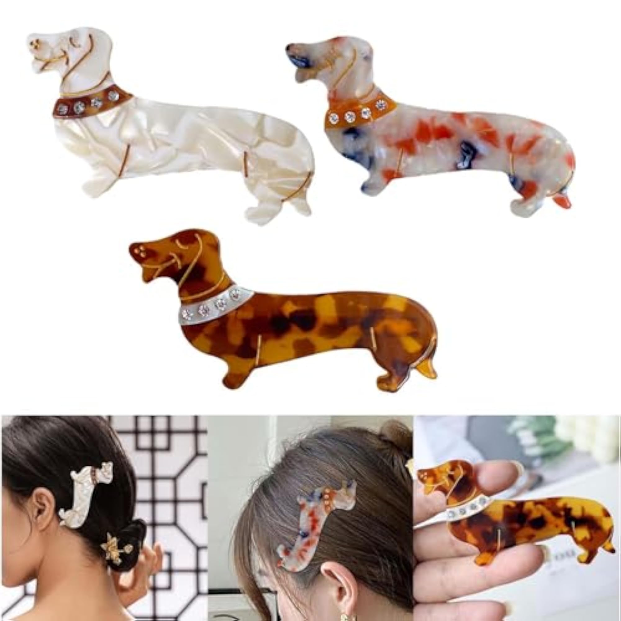 Dachshund Dog Hair Clips for Women & Girls