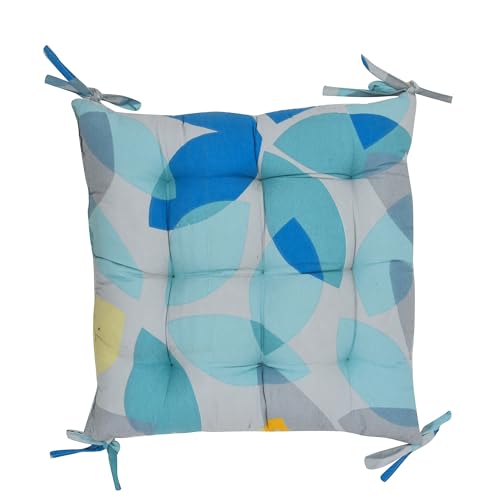 Image of COZY FURNISH Microfiber Cotton Chair Pads with Four Corner Ties 16x16(Inches) 41X41(CM) Square, Pack of 2 | Extra-Comfortable & Soft Seat Cushions | Ergonomic Pillows