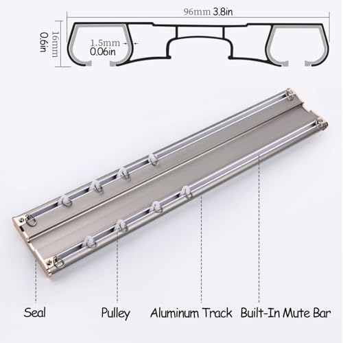 Riel deslizante para cargas pesadas con doble pista de techo de aluminio gris 4