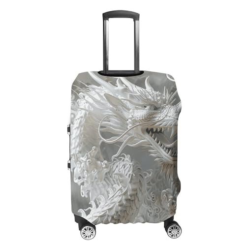 Carry on Luggage Cover White Dragon Style Suitcase Covers for Luggages Tsa Approved Travel Luggage Sleeve Protector Elastic Suitcase Protector Anti-Scratch Washable Fits 19-30 Inch Case -L4