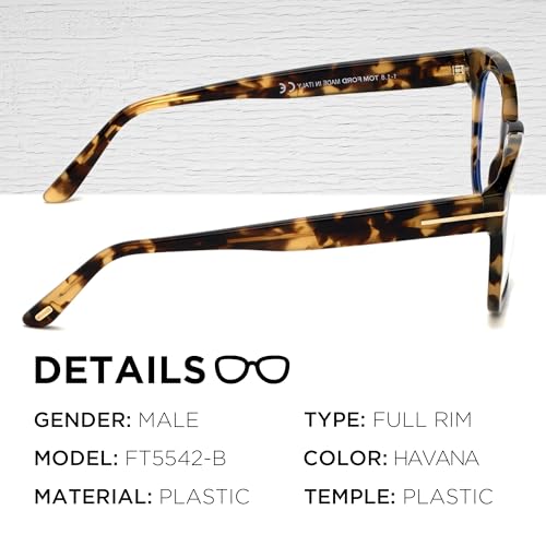 Image of Tom Ford FT5542-B Geometric Shape Eyeglass Frame With Luxury Eyewear Kit