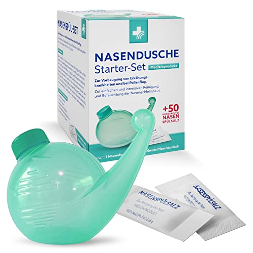 Wachters Nasendusche Starter-Set Nasendusche + 50 Beutel Wachters Nasenspülsalz - Bei Erkältungen und bei Pollenallergie