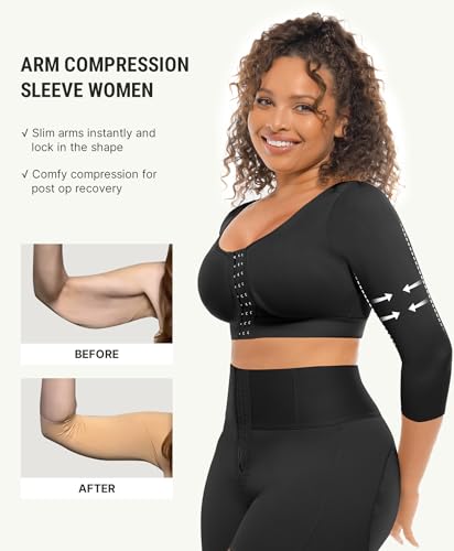 Image of FeelinGirl Arm Shaper for Women Post Surgery Arm Lipo Compression Sleeves Slimming Arm Faja Front Closure Shapewear Bra