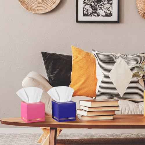 Image of Fourluoo 12 Pack Facial Tissues Cube Boxes Face Box 600 Sheets 3 Ply Soft Paper Square Tissues Bulk for Car Pocket Toilet Household Bedroom Family(Colorful)