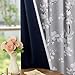 FMFUNCTEX 100% Blackout Floral Curtains for Bedroom, Grey Curtains 84 inches Long Blossom Flower Patterned for Living Room,Thermal Insulated Farmhouse Drapes, Grommet Top 2 Panels (White on Grey)