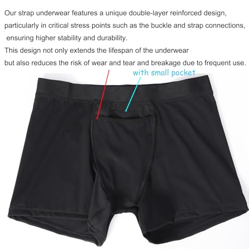 Strap Underwear Panties, Strapless Strap Boxers Brief for Women and Men Black3