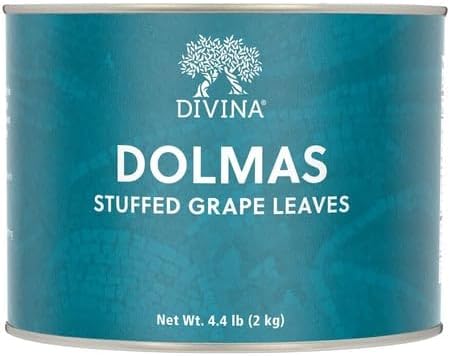 Divina Stuffed Grape Leaves, Vegetarian Dolmas, 6 Count, 4.4 lb Each. Cans, Authentic Mediterranean Dolmas