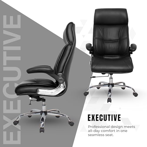 Image of Lakdi The Furniture High Back Director Office Chair Ergonomic Leatherette Executive Chair with Adjustable Armrests, Comfortable Desk Chair for 5-Year Warranty & Free Assembly -111012160 Black