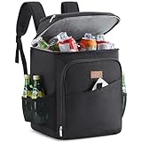 Lifewit 32L 34 Dosen isolierte Kühltasche, Große kühlrucksack, auslaufsichere tragbare Lunchtasche, weiche Kühlbox für Outdoor, Picknick, Strand, BBQ, Camping, Reisen, Familie, Schwarz