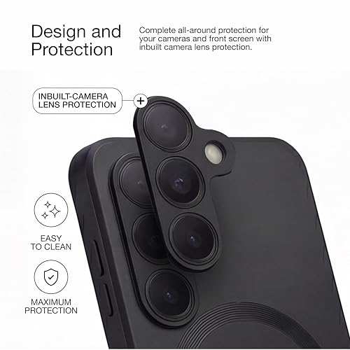 Image of amazon basics Premium Mag-Safe Case for Samsung Galaxy A17 5G | Shockproof & Anti-Scratch Cover | Soft Silicone with Wireless Charging | Camera Lens Guard - Black