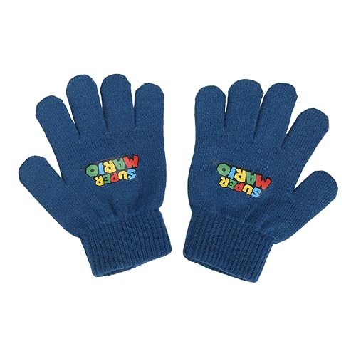 Super Mario Ribbed Knit Youth Beanie and Gloves Set2