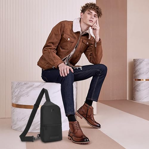 HEAD Waterproof Cross-body Sling Backpack for Men, Lightweight Sports Chest Bag Daypack for Running/Cycling/Hiking, Anti-theft Crossbody Bag Shoulder Backpack for Travel/Workout, Black2