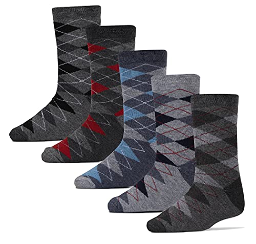 Image of RC. ROYAL CLASS Boys And Girls Calf Length Argyle Pattern Thick Towel Woolen Multicolored Socks (Pack of 5 Pairs)