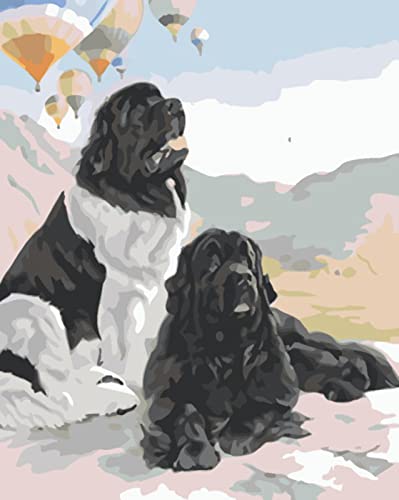 Kit Point de Croix 11CT Couple de Chiots Broderie Estampée 40x50cm