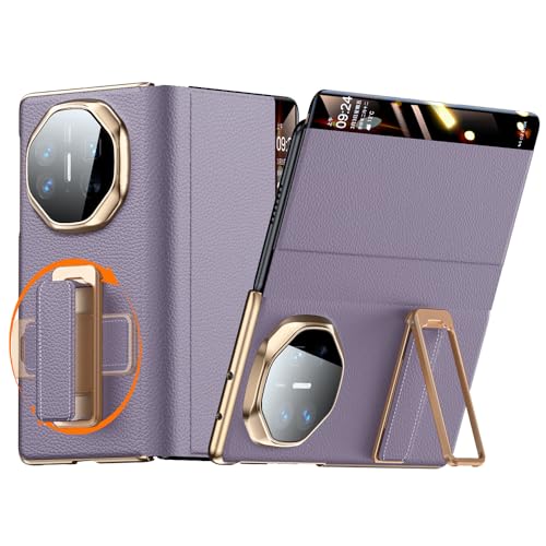 Housse cuir Huawei Mate X5 5G premium violette avec fenêtre de visualisation et béquille pliable