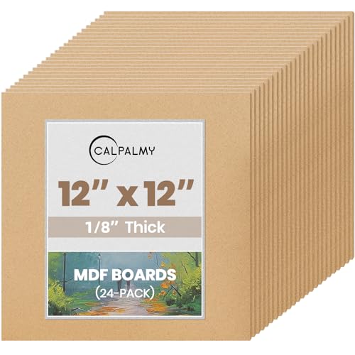 CALPALMY 24-Pack MDF Board 1/8 Inch Thick 12' x 12' Unfinished Wood Panels, 3mm Thick Medium Density...
