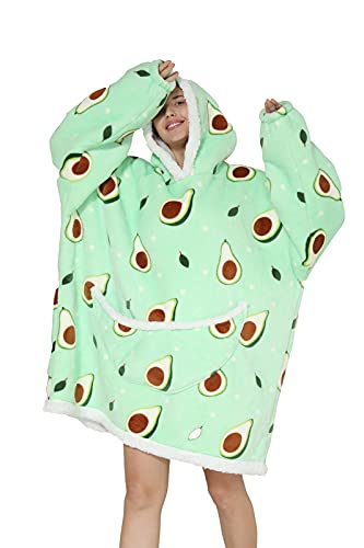 Shamdon Home Collection Hoodie Decke, Kuschelpullover Damen mit übergröße Kapuze - Kuschelig Fleece Tragbare Decke mit Ärmeln, Riesiege Tasche- Kuscheldecke zum anziehen für Sofa Kino