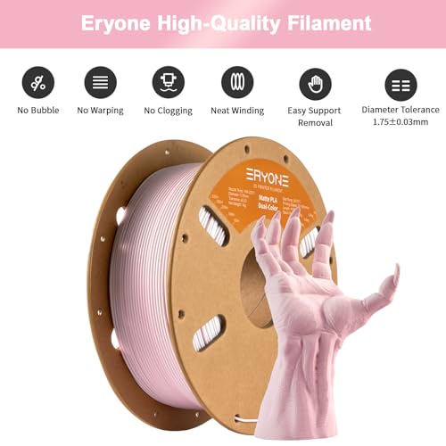 Image of ERYONE Matte Dual Color 3D Printer PLA Filament 1.75 + /- 0.03mm, Matte Bicolor Filament PLA 1KG(2.2LBS) Spool, White Pink