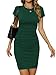 Missufe Sommerkleid Freizeitkleid Bodycon Kurzarm Bleistiftkleid Damen Enges Figurbetontes Knielanges T Shirt Kleider (Dunkelgrün, Groß)