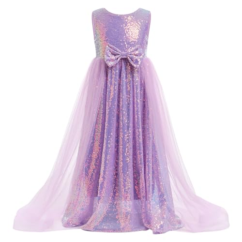 EULIMENE Sequin Dress for Girls Sleeveless Sparkly Princess Birthday Dress Tulle Graduation Pageant Dresses Wedding Party Dresses for Girls 3-7 Years Old Purple