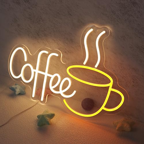 HMT Coffee Neon Sign Large Size 19.6×11.8 Inch LED Neon