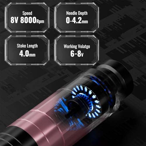 Image of Wormhole Tattoo Gun Kit, 1500mAh Battery Wireless Tattoo Machine Kit Complete Tattoo Practice Kit 20PCS Tattoo Needles Rechargeable Cordless Tattoo Power Supply for Tattooist WTK260