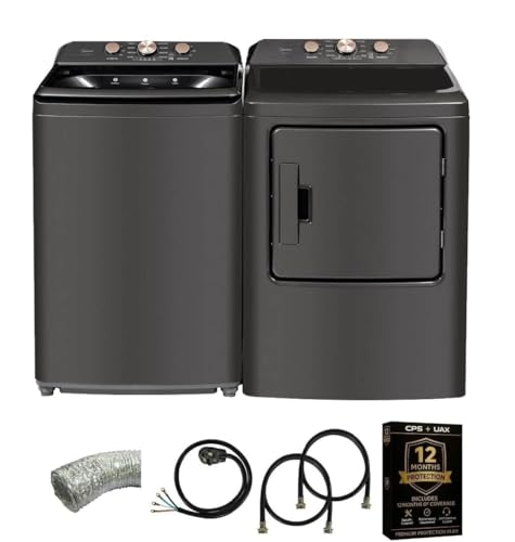 Midea Gray Top Load Washer and Dryer Pair MLTW41A1BGPR 4.1 Cu Ft High Efficiency...
