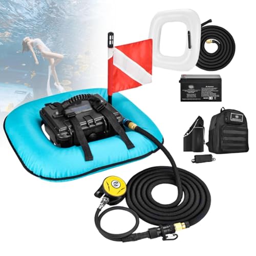 Cashwise Ventilador de Buceo portátil, Ventilador de Buceo Snuba sin Tanque con baterías Recargables, Sistemas de Buceo Hookah, Tanque de pulmón para Buceo, explora Profundidades de 9 m Blue-1Battery