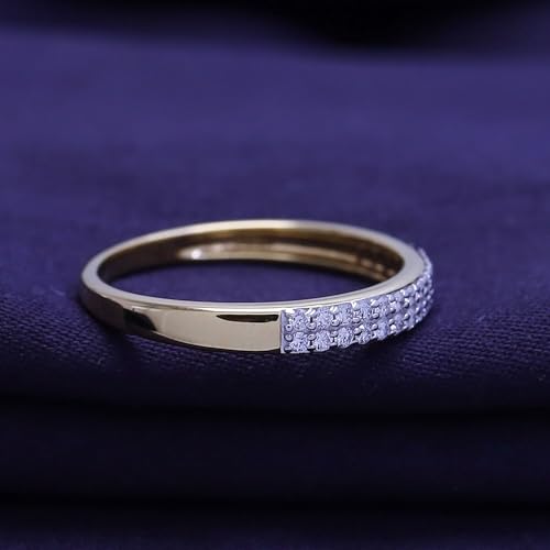1/4ctw Double Row Band Ring, Lab Grown Diamond Wedding Band Ring For Women In 14k Gold Over 925 Sterling Silver Jewelry Gifts For Her (0.25 Ctw)4